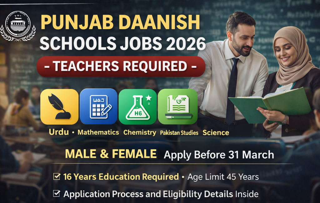 Punjab Daanish Schools Jobs 2026 Teachers Required